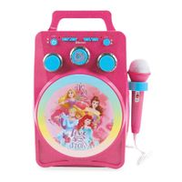 Karaoke bluetooh diseño Princesas con luces led brillantes regulables, control de volumen y eco, portátil