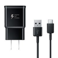 Cargador de pared Samsung, cable usb a tipo C, 15W, carga rápida, negro