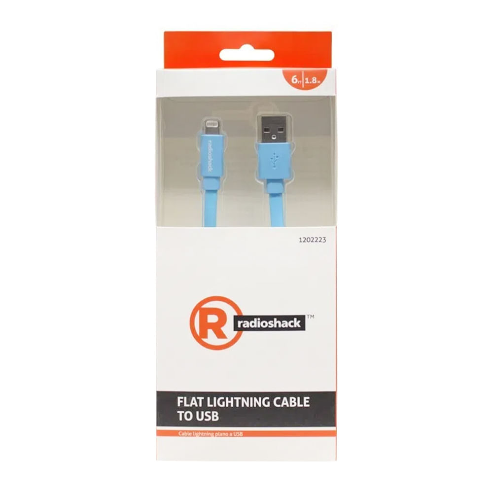 Imagen 2 del producto Cable lightning a usb Radioschak plano 1.8 m celeste