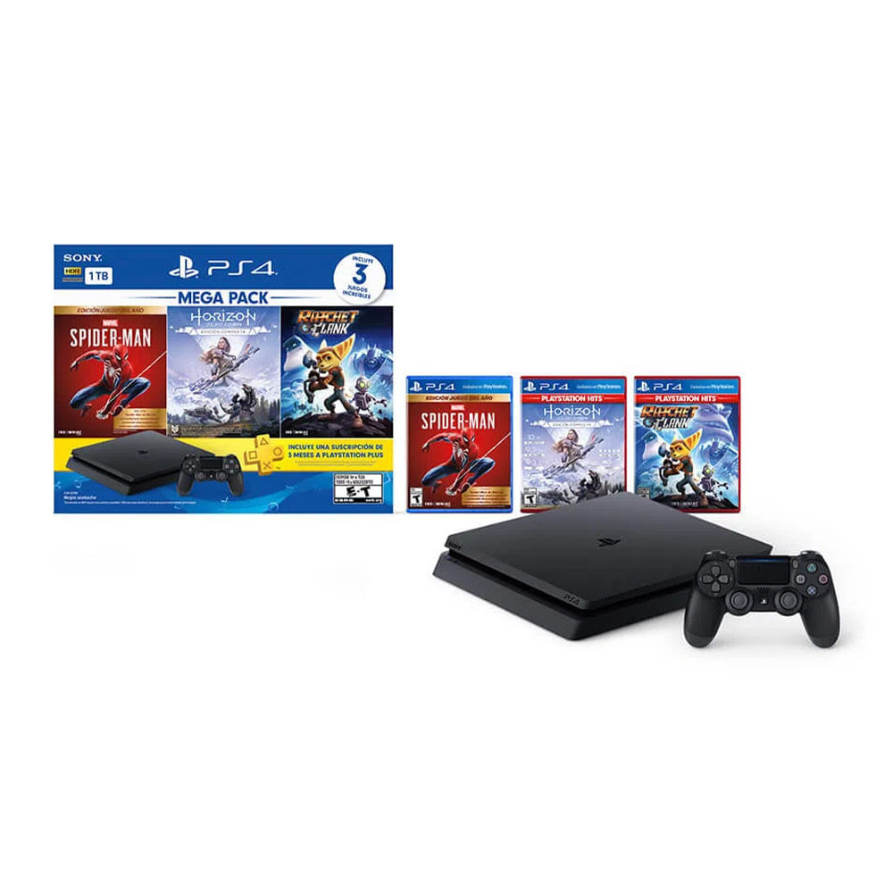 Imagen 2 del producto Consola PlayStation 4 1TB + Marvel SpiderMan + Horizon Zero Dawn + Ratchet & Clank + PS Plus 3 meses