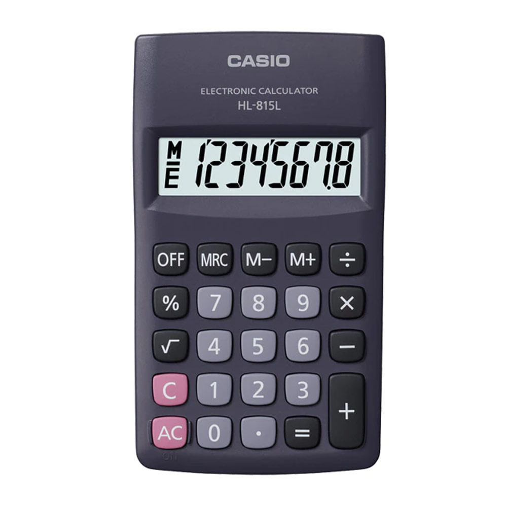 Calculadora portátil de bolsillo Casio 8 dígitos, funciona a pila, negro