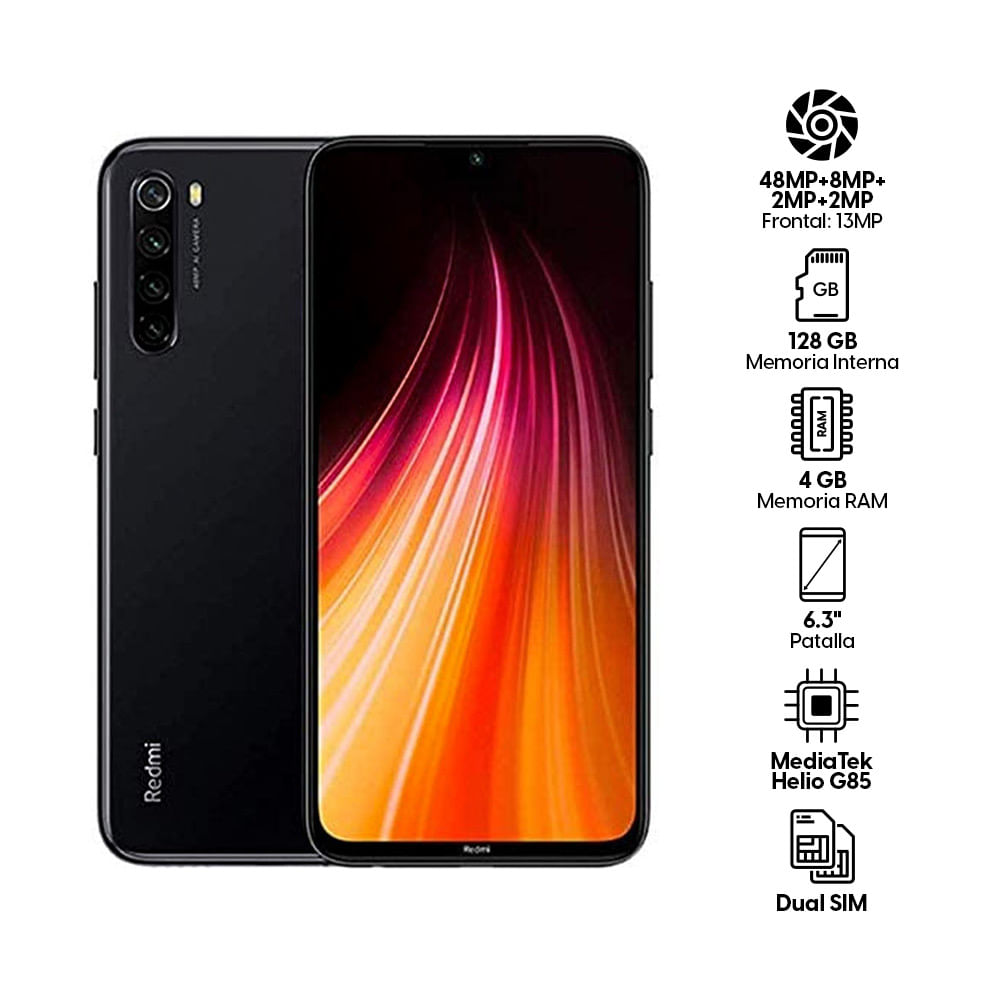 Imagen 2 del producto Celular Xiaomi Redmi Note 8 128GB, 4GB RAM, cámara trasera 48MP y frontal 13MP, 6.3"", negro