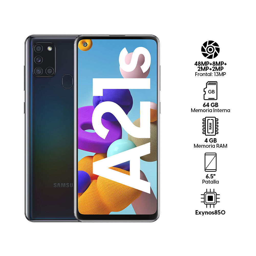 Imagen 2 del producto Celular Samsung Galaxy A21s 64GB, 4GB RAM, cámara trasera 48MP y frontal 13MP, 6.5"", Exynos, negro