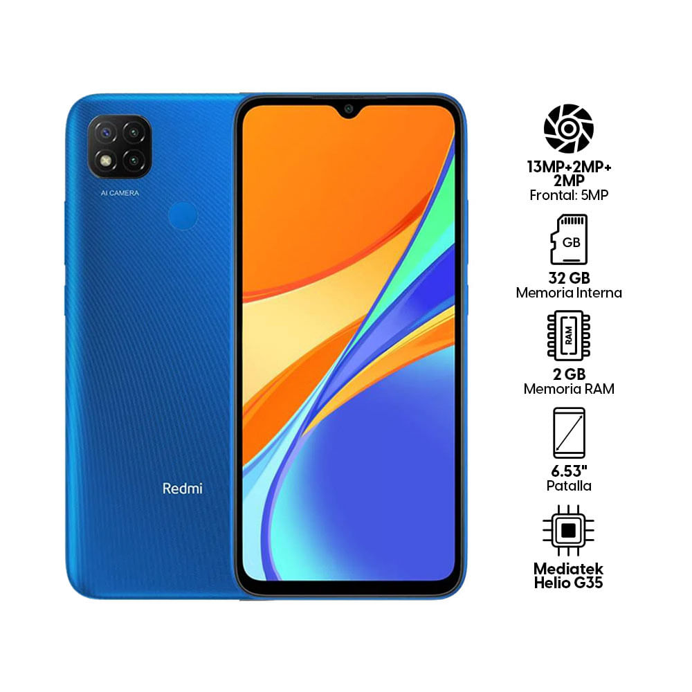 Imagen 2 del producto Celular Xiaomi Redmi 9C 32GB, 2GB ram, cámara principal 13MP + 2MP + 2 MP, frontal 5MP, 6.53"", MediaTek, azul