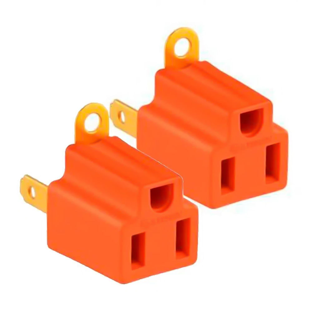 Adaptador de corriente Coolbox Teraware pack x 2, universal con tierra a plano, naranja