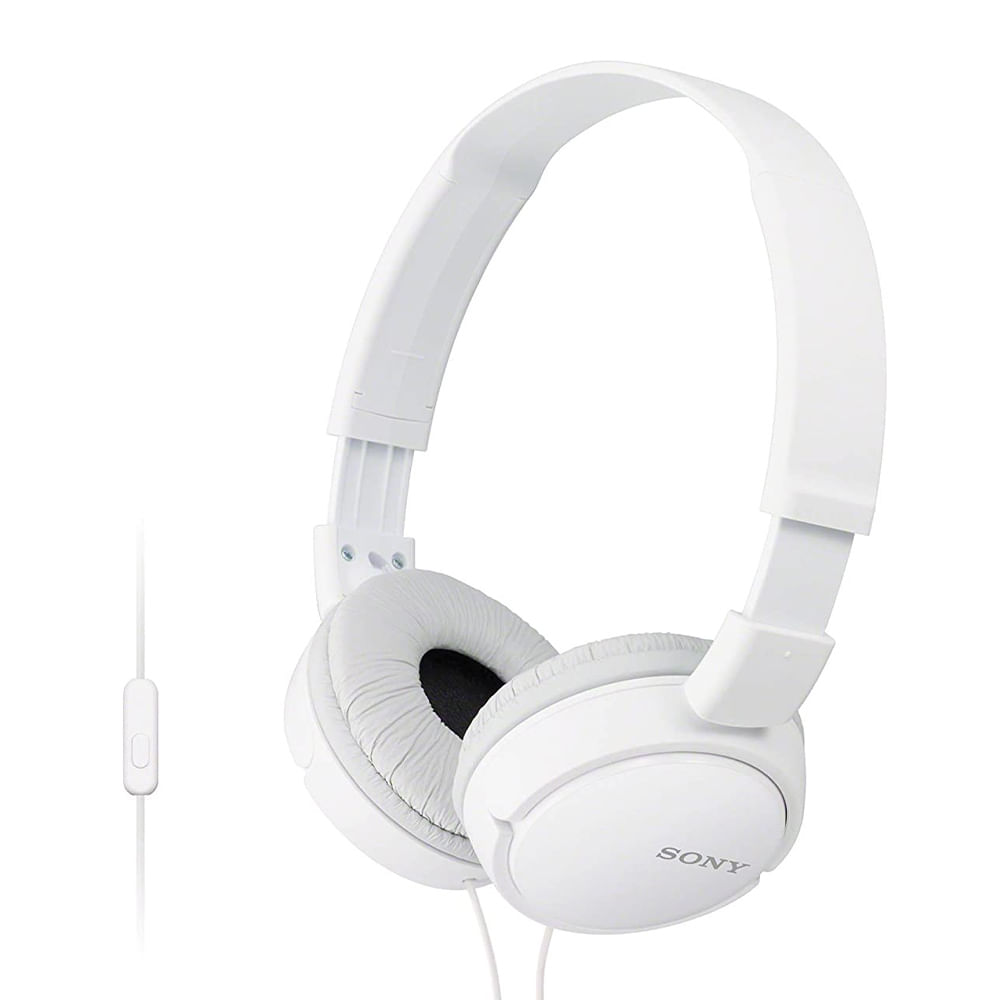 Audífonos on ear con micrófono Sony MDR-ZX110AP almohadillas acolchadas, conector 3.5 mm, control de llamadas, blanco