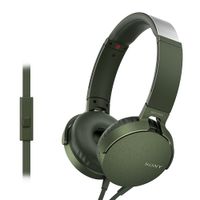 Audífonos on ear con micrófono Sony MDRXB550AP almohadillas acolchadas, conector 3.5 mm, control de música y llamadas, cable plano, verde