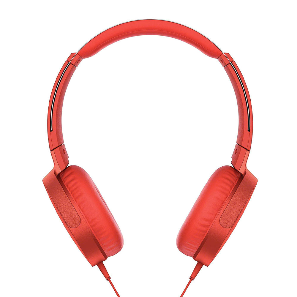Imagen 2 del producto Audífonos on ear con micrófono Sony MDRXB550AP almohadillas acolchadas, conector 3.5 mm, control de música y llamadas, cable plano, rojo