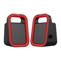 Parlantes para pc Radioshack, conexión usb 2.0 y 3.5 mm, 3W x2, negro con rojo