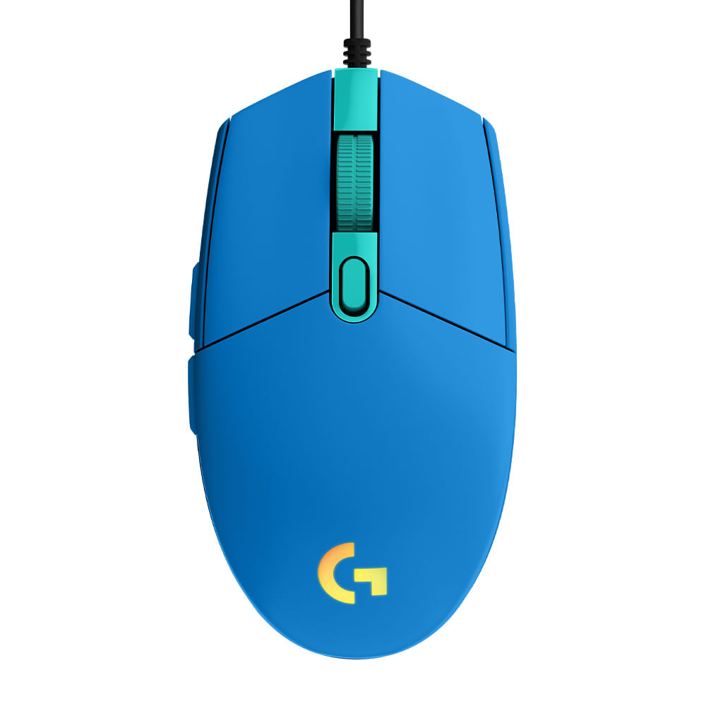 Mouse gamer alámbrico Logitech G203 Lightsync, conexión usb, 8000 dpi, 6 botones, luces RGB, azul