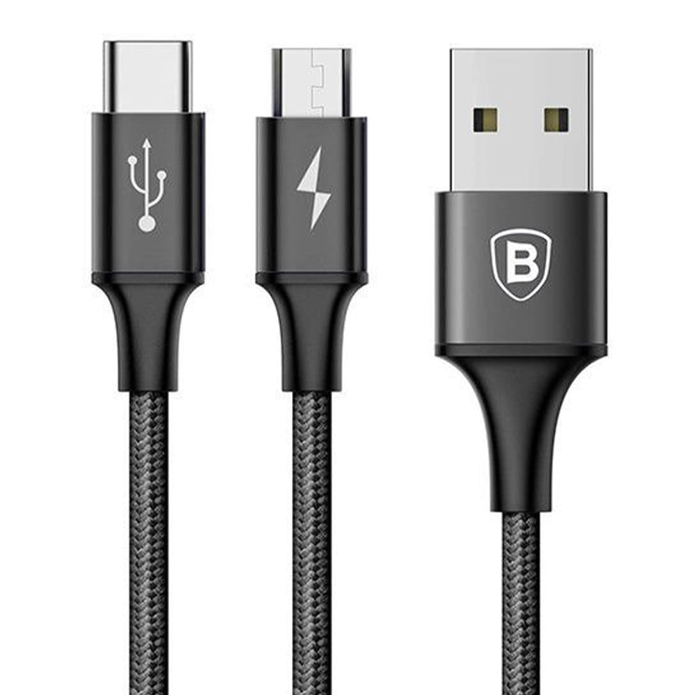 Imagen 2 del producto Cable 2 en 1 Baseus Rapid micro usb, tipo C a usb 3A 1.2 m