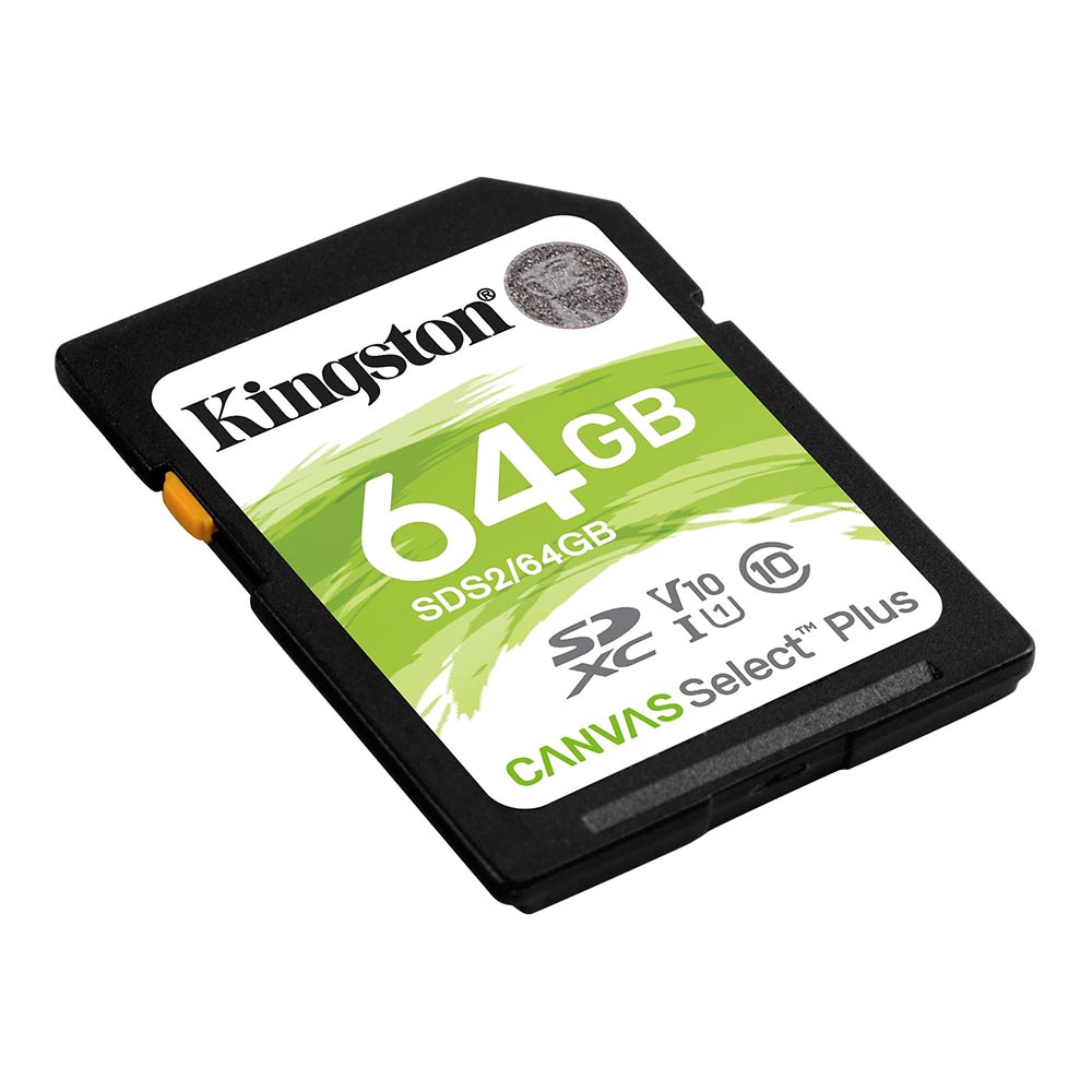 Imagen 2 del producto Tarjeta SD Kingston Canvas Select Plus 64GB, Clase 10 U1, velocidad de lectura 100MB/s, ideal para cámaras y celulares, grabación HD