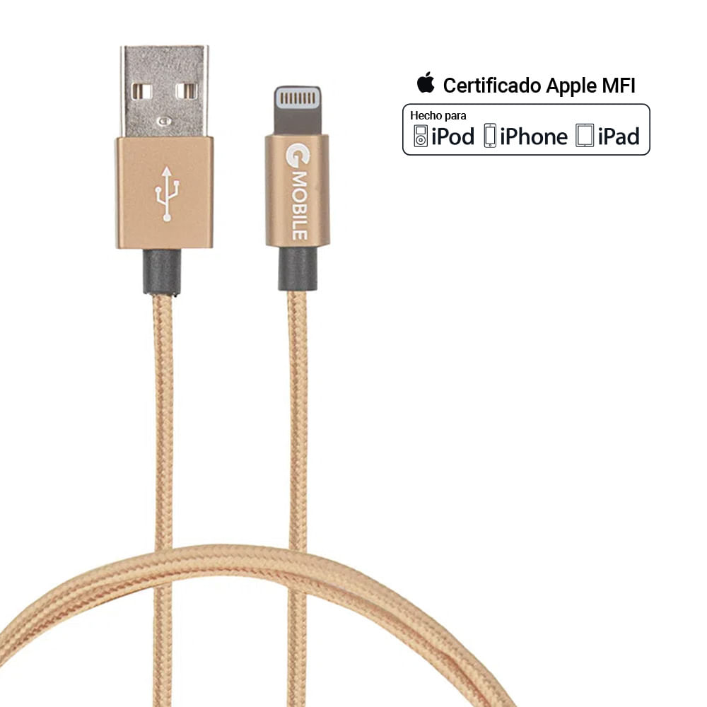 Imagen 2 del producto Cable lightning a usb Coolbox GMobile metal 30 cm dorado