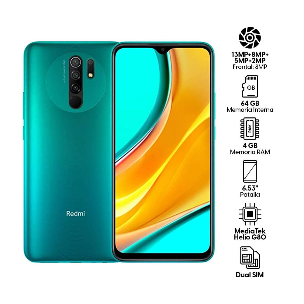 Imagen 2 del producto Celular Xiaomi Redmi 9 64GB, 4GB RAM, cámara trasera 13MP y frontal 8MP, 6.53"", verde