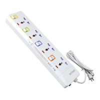 Supresor de pico Opalux OP-E104 4 tomas, enchufe espiga plana, 3m