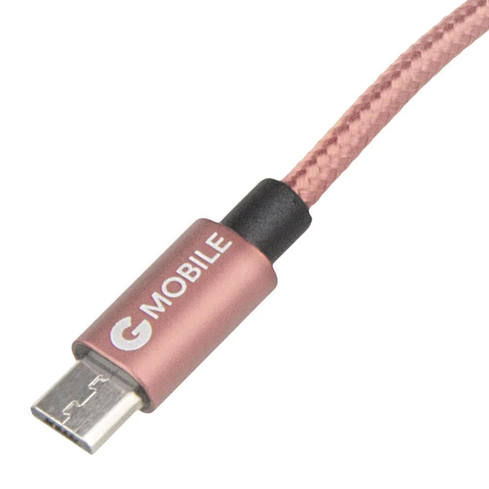 Imagen 2 del producto Cable micro usb a usb Coolbox GMobile 30 cm, forrado de nylon, rosado