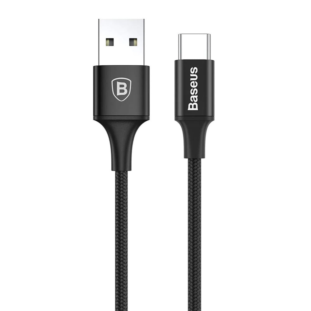 Imagen 1 del producto Cable tipo-C a USB Baseus, con luz led, salida 2A, 1 m, negro