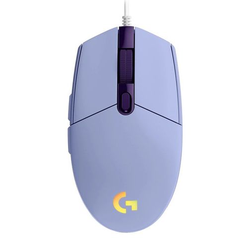 Mouse gamer alámbrico Logitech G203 Lightsync, conexión USB, 8000 dpi, 6 botones, luces RGB, lila