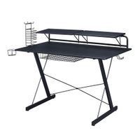 Mesa gaming Technisport Gade, fibra de carbono, 2 estantes ajustables, 120 x 75 x 60 cm