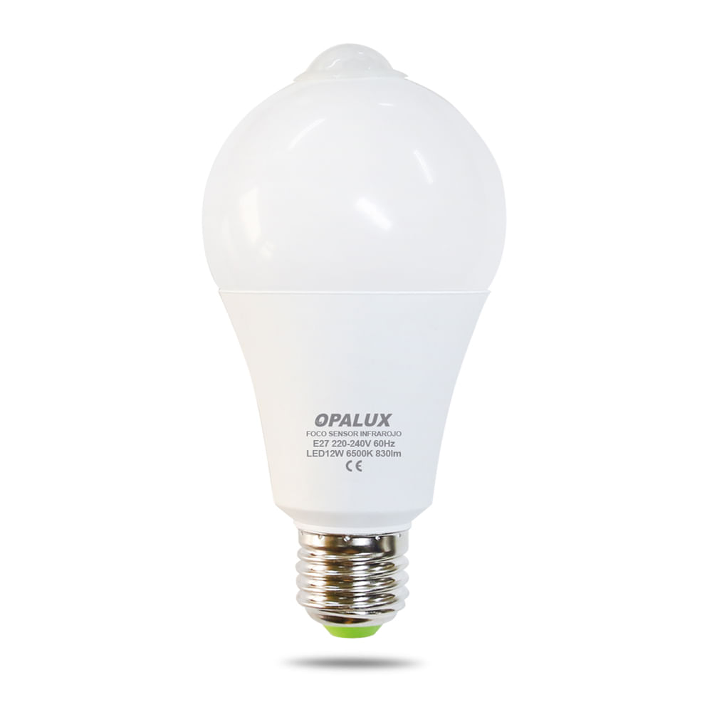 Imagen 1 del producto Foco led Opalux luz blanca con sensor de movimiento, 12w, tipo de bombilla E27