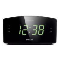 Reloj despertador Philips AJ3400, radio FM, alarma, negro