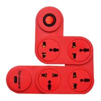 Supresor de pico Coolbox Teraware 4 tomas, 1 puerto usb, flexible, rojo