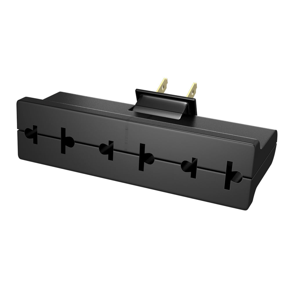 Tomacorriente universal Epem, 3 salidas, regulable, tipo bisagra, 10A, 250AC, negro