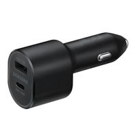 Cargador de auto Samsung dual, 1 puerto usb, 1 puerto tipo C, 45W+15W, carga rápida, negro