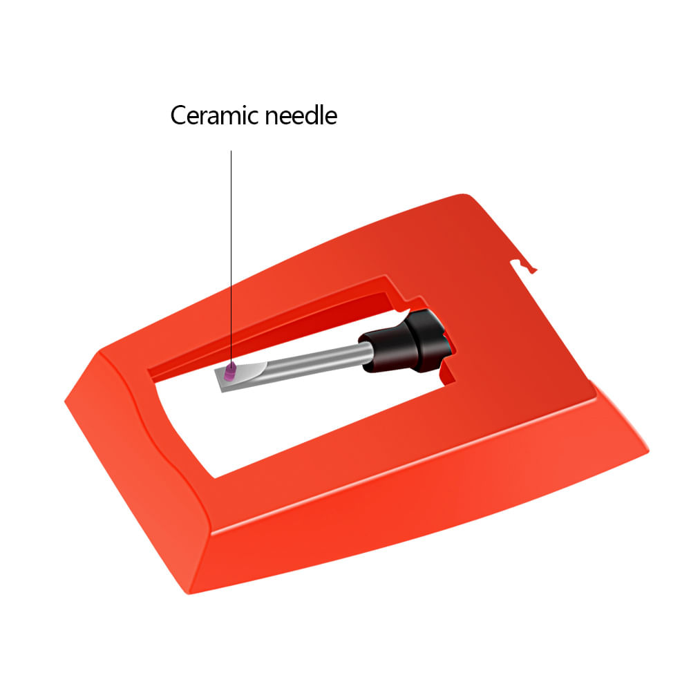 Imagen 2 del producto Aguja de tocadiscos Coolbox, plástico abs, aguja cerámica, negro y rojo