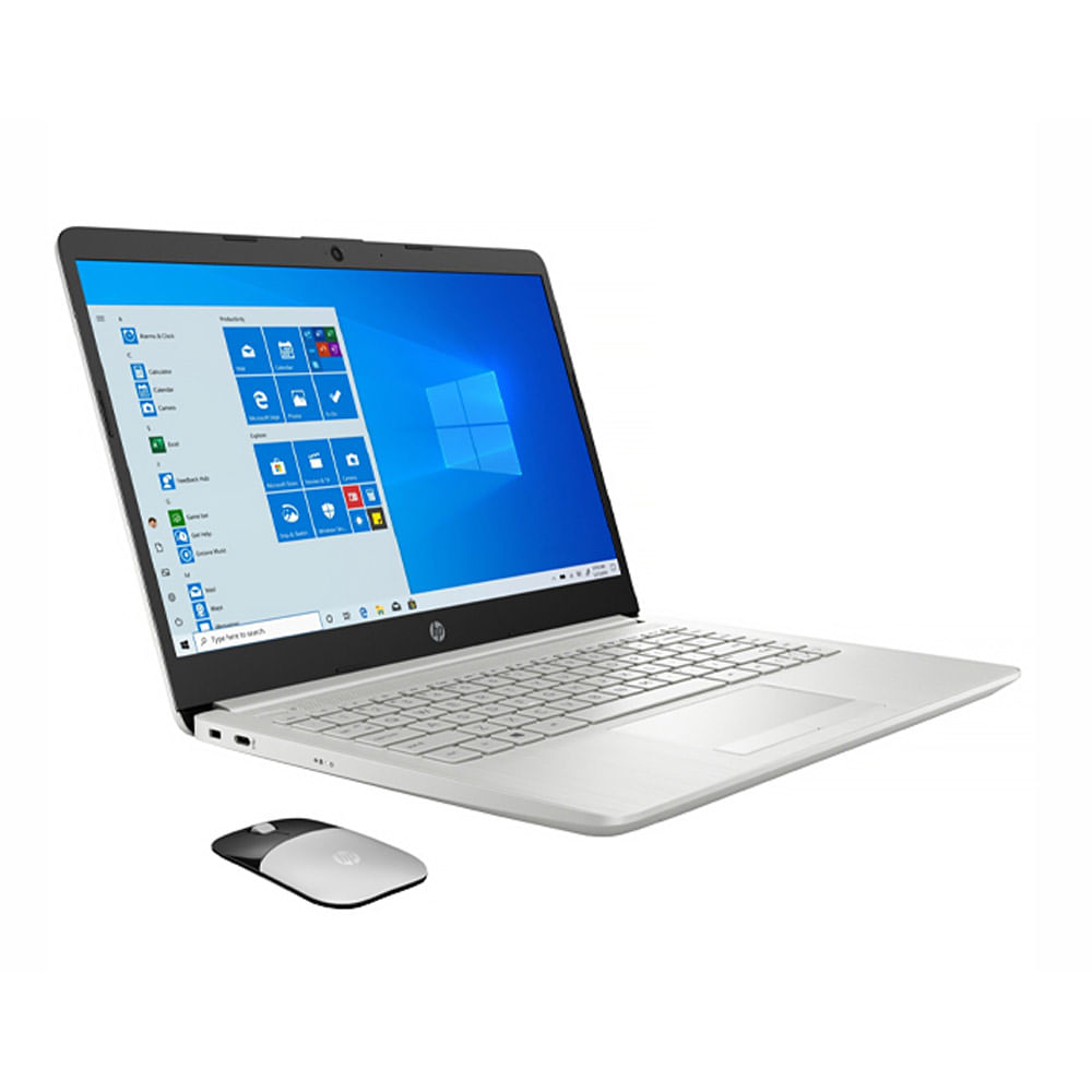 Imagen 2 del producto Laptop HP 14-CF2033WM 14"" Intel Pentium N5030, 128GB SSD, 4GB RAM, UHD Graphics, Win10 mode S, silver + mouse