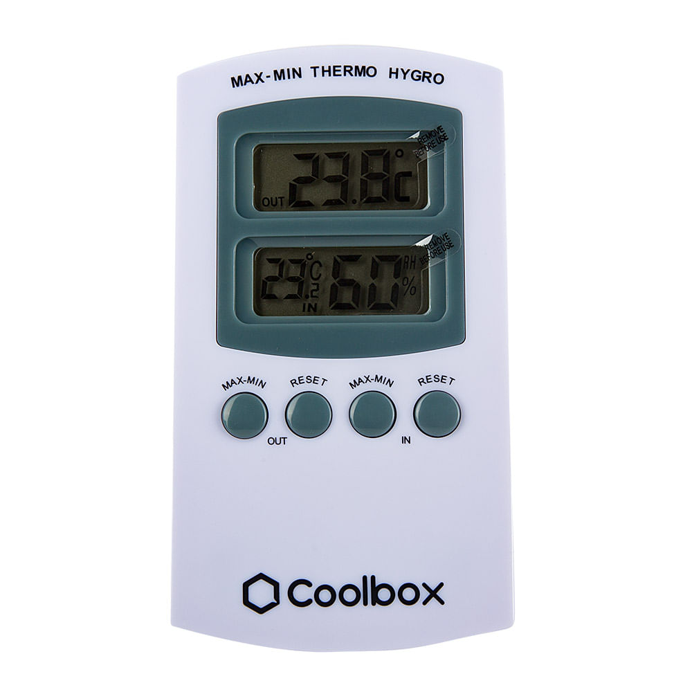 Imagen 1 del producto Termohigrómetro para interior y exterior Coolbox 2 pantallas