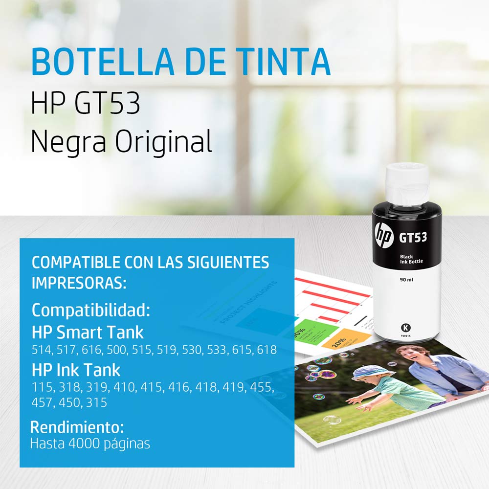 Imagen 2 del producto Tinta HP GT53 negro rinde hasta 4000 páginas