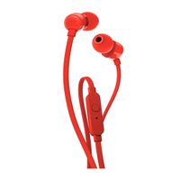 Audífonos in ear con micrófono JBL T110 conector 3.5 mm, control de música y llamadas, rojo