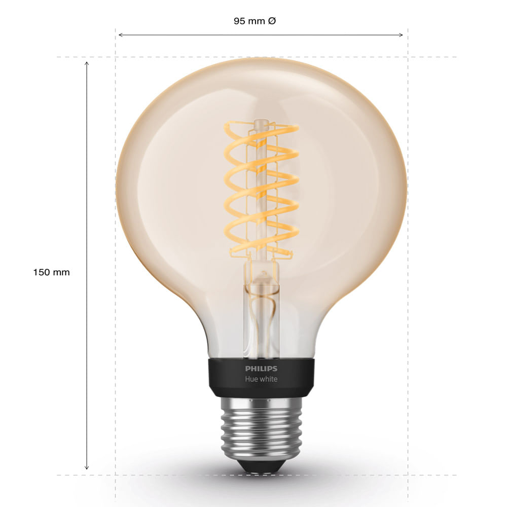 Imagen 2 del producto Foco inteligente Philips Hue Filamento Globo G93 luz amarilla, wifi, 7w, tipo de bombilla E27, zigbee y bluetooth