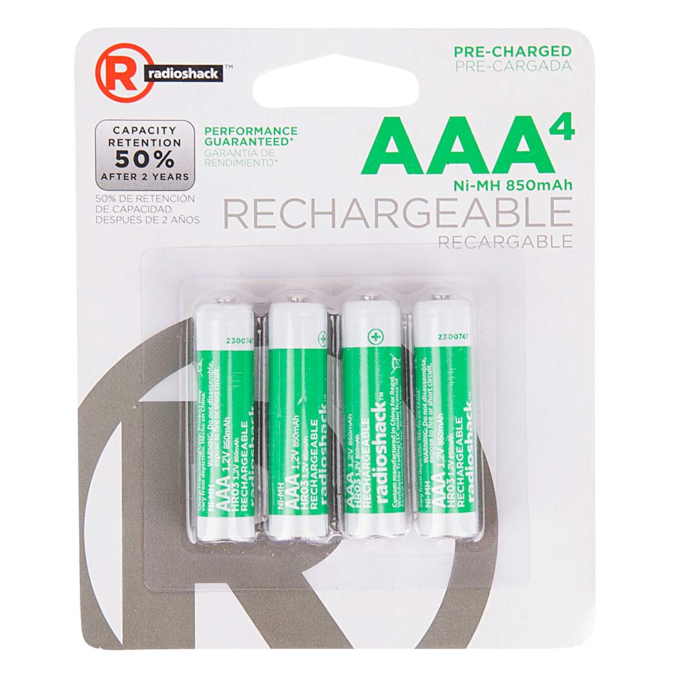 Pilas recargables Radioshack AAA x4 850 mAh