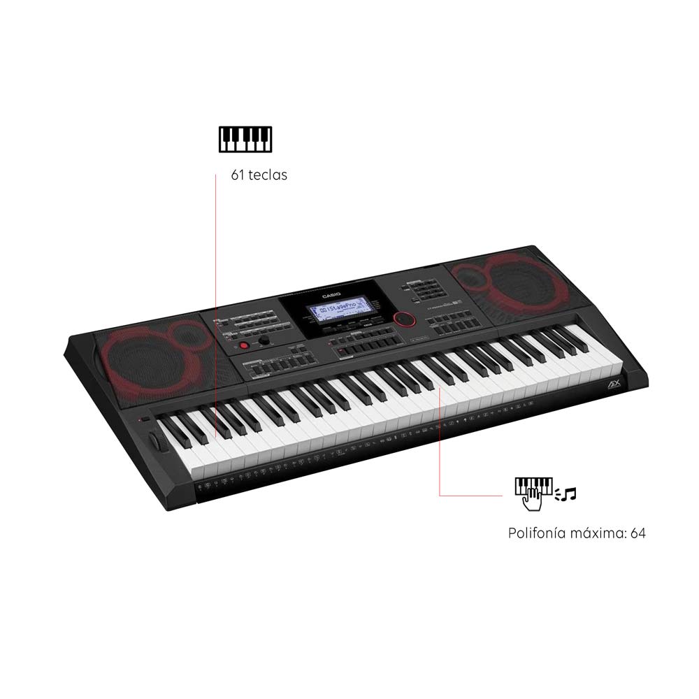 Imagen 2 del producto Órgano electrónico Casio CT-X5000C2, 61 teclas, 800 tonos, 30 canciones, altavoces 30W, negro