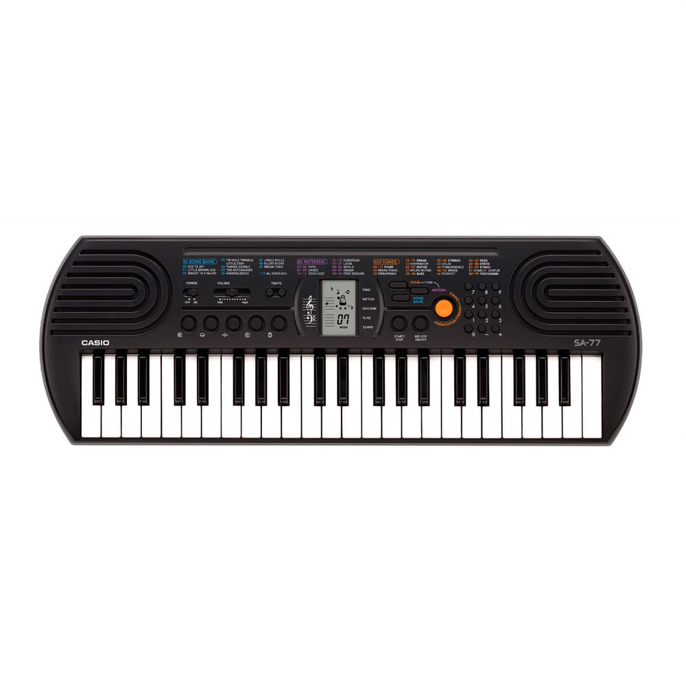 Imagen 1 del producto Órgano electrónico Casio SA-77AH2-ADAP, 44 teclas, 100 tonos, 10 canciones, negro