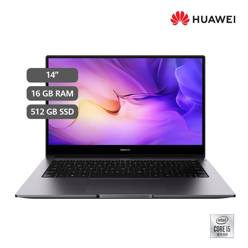 Imagen 2 del producto Laptop Huawei Matebook D14, 14"" Intel Core i5, 512GB, 16GB RAM, UHD Graphics, Win10, gris
