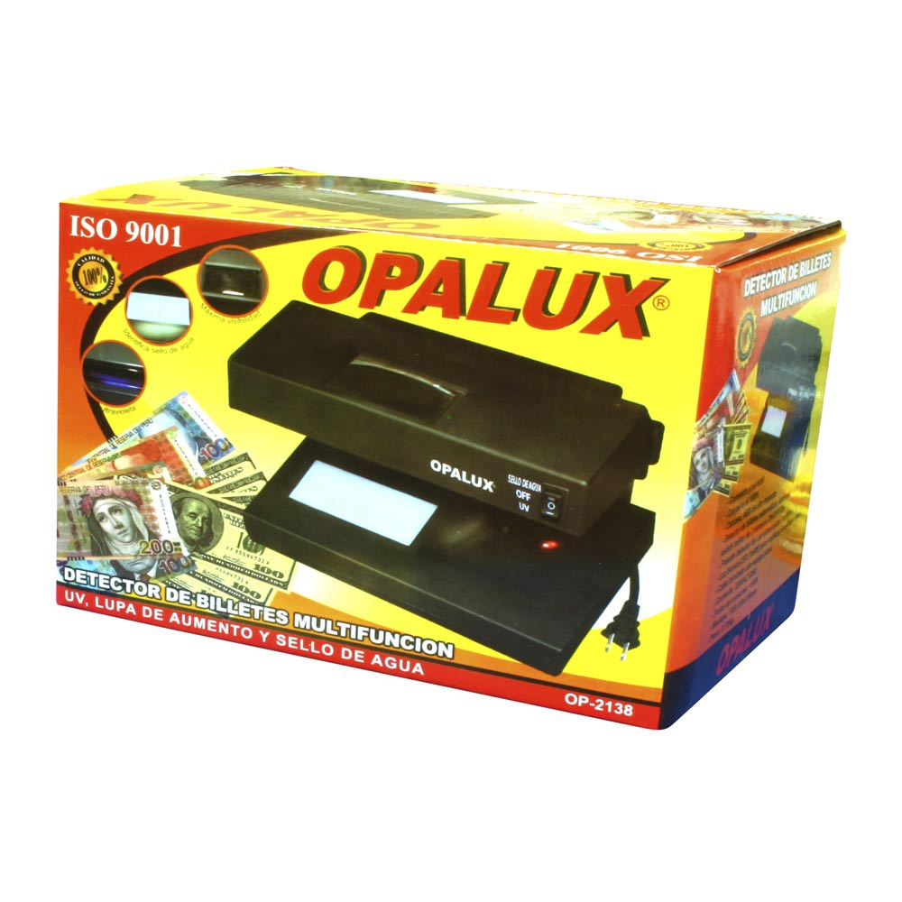 Imagen 2 del producto Detector de billetes falsos Opalux con luz UV 9w, sello de agua, lupa 220v