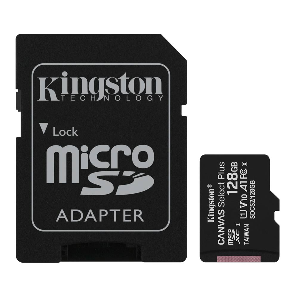 Imagen 1 del producto Tarjeta MicroSDXC Kingston Canvas Select Plus 128GB, U1, Clase 10, 100MB/s