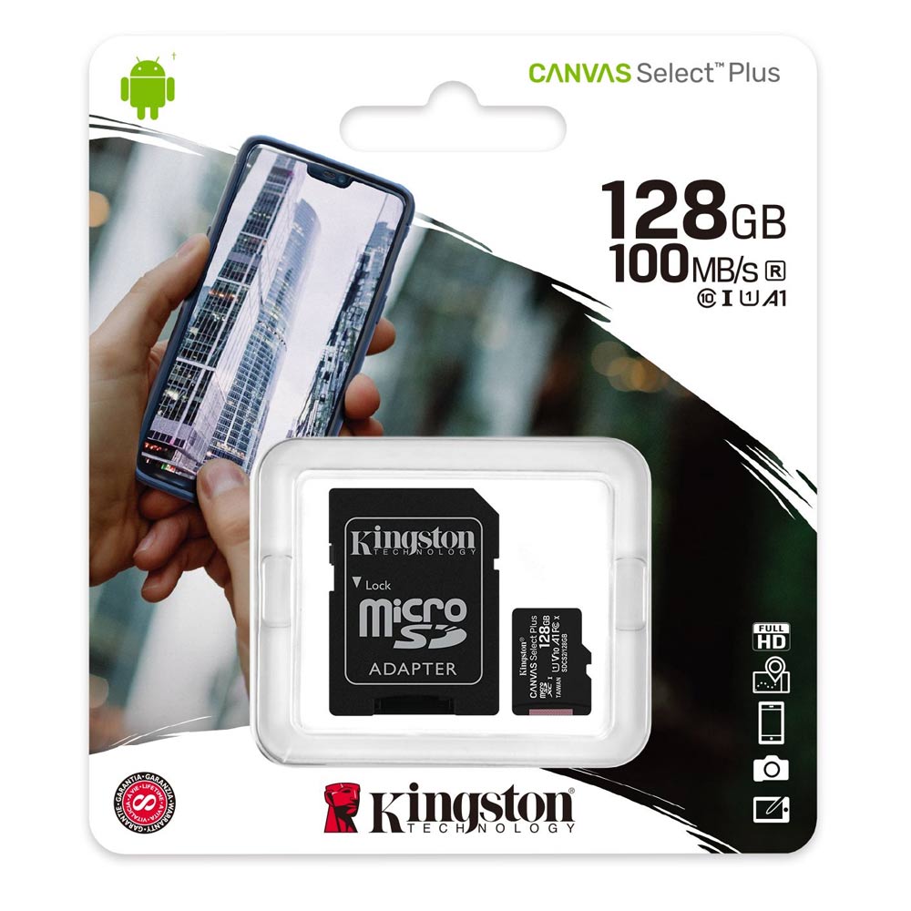 Imagen 2 del producto Tarjeta MicroSDXC Kingston Canvas Select Plus 128GB, U1, Clase 10, 100MB/s