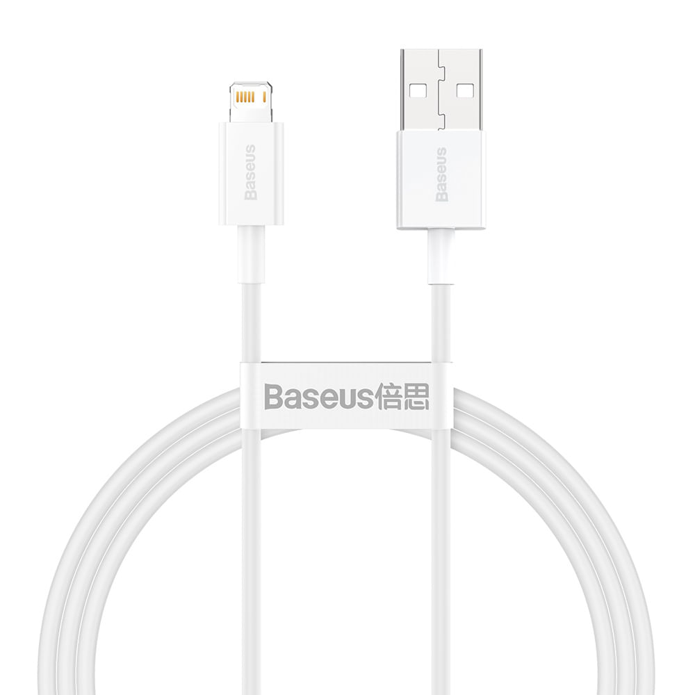 Cable Lightning a USB Baseus Fast Charging, transmisión 480Mbps, salida 2.4A, 1 m, blanco