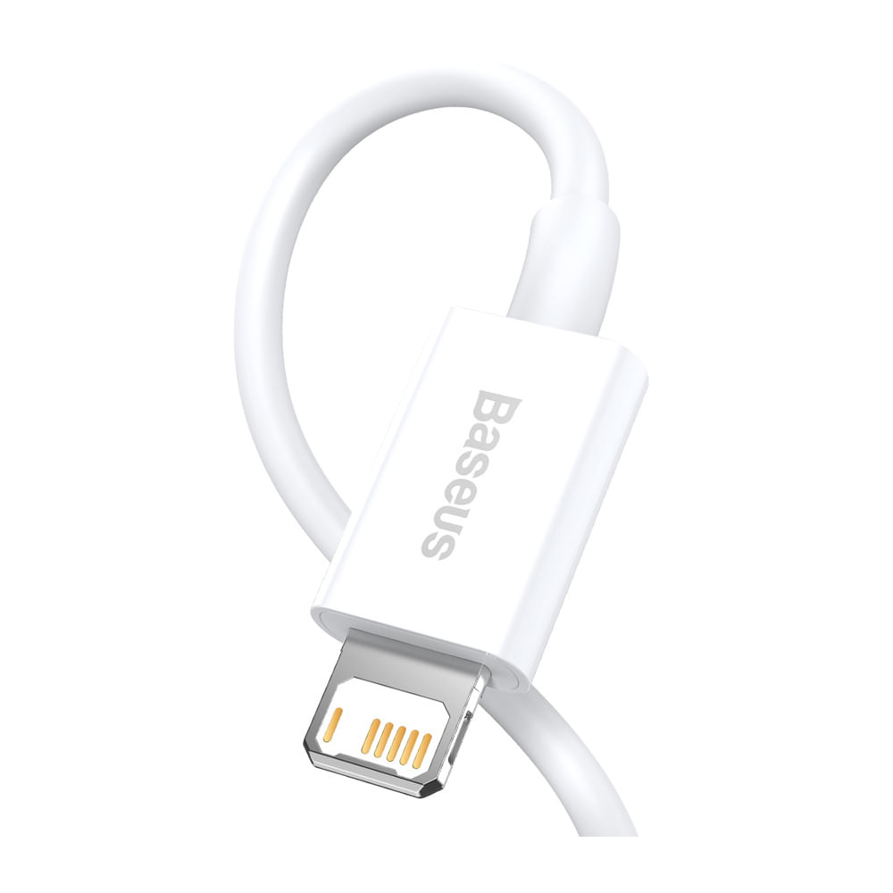 Imagen 2 del producto Cable Lightning a USB Baseus Fast Charging, transmisión 480Mbps, salida 2.4A, 1 m, blanco