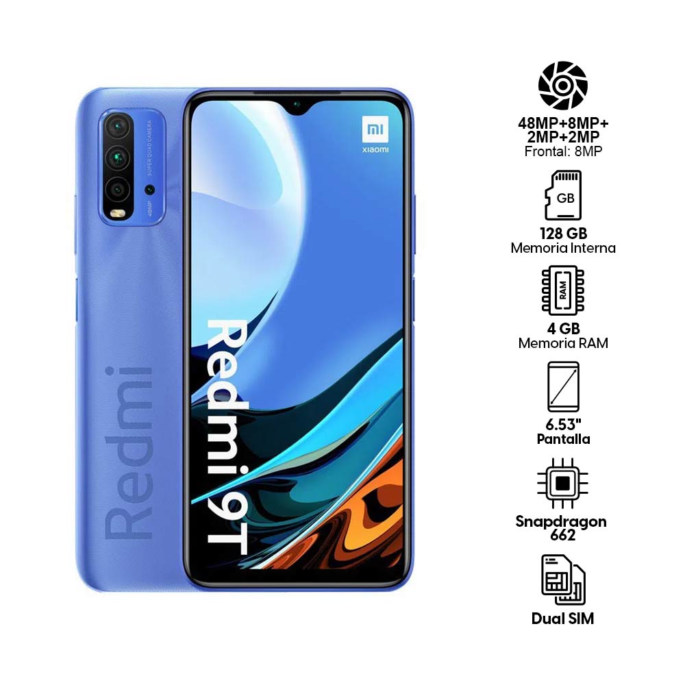 Imagen 2 del producto Celular Xiaomi Redmi 9T 128GB, 4GB RAM, cámara trasera 48MP y frontal 8MP, 6.53"", azul