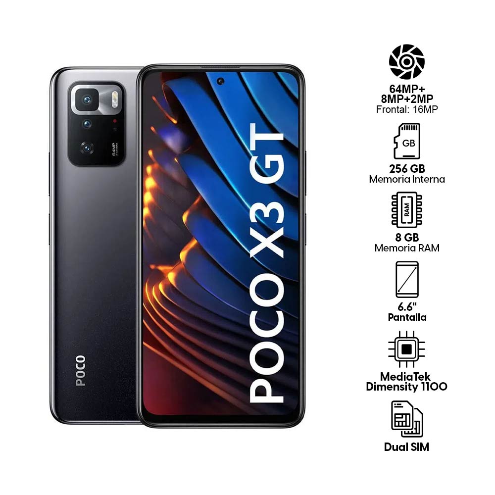 Imagen 2 del producto Celular Xiaomi Poco X3 GT 5G 256GB, 8GB RAM, cámara trasera 64MP y frontal 16MP, 6.6"", negro