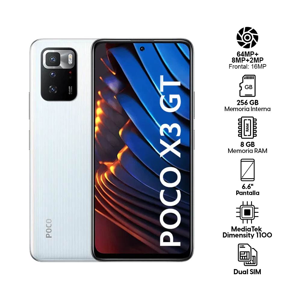Imagen 2 del producto Celular Xiaomi Poco X3 GT 5G 256GB, 8GB RAM, cámara trasera 64MP y frontal 16MP, 6.6"", blanco