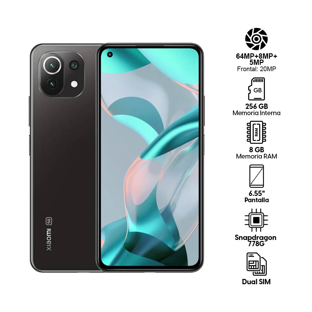 Imagen 2 del producto Celular Xiaomi 11 Lite 5G NE 256GB, 8GB RAM, cámara trasera 64MP y frontal 20MP, 6.55"", negro