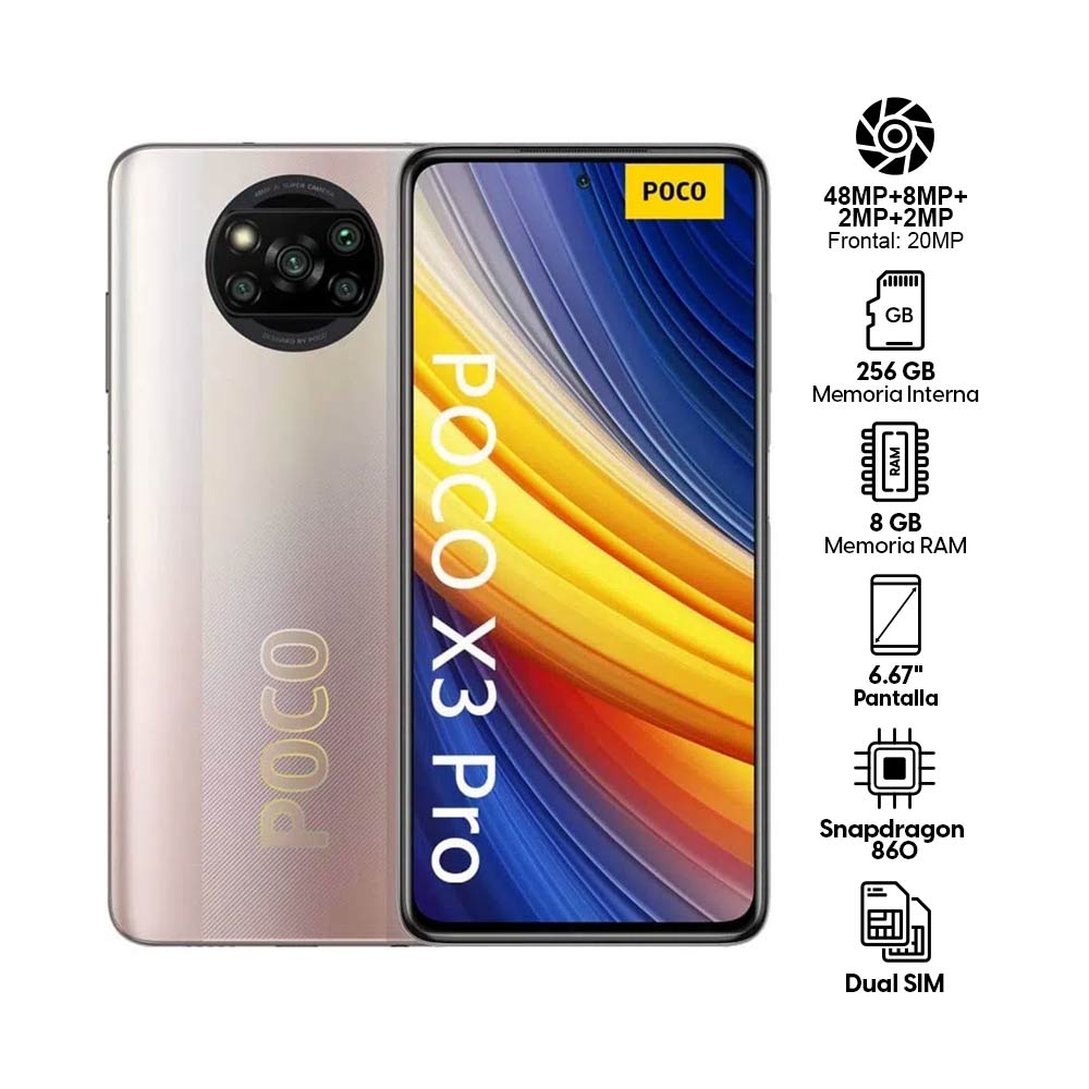 Imagen 2 del producto Celular Xiaomi Poco X3 Pro 256GB, 8GB RAM, cámara trasera 48MP y frontal 20MP, 6.67"", bronce