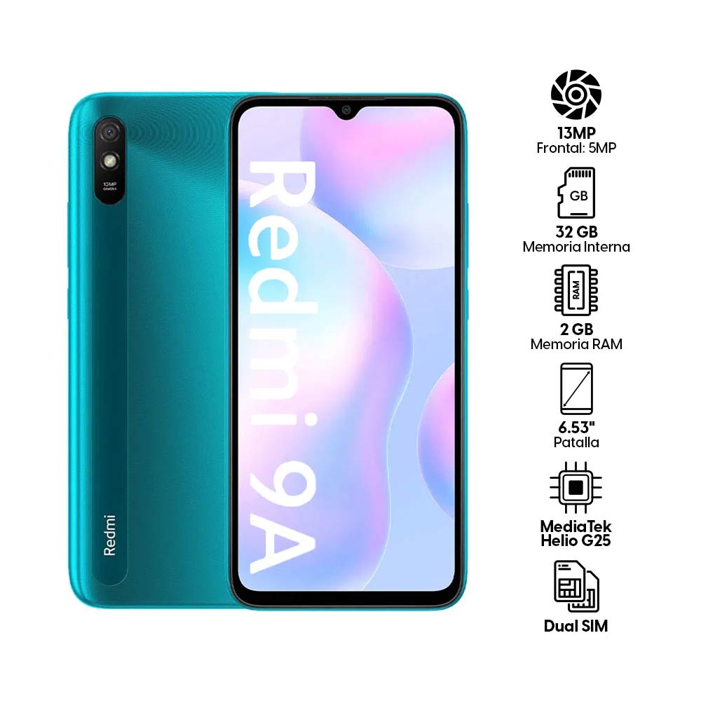 Imagen 2 del producto Celular Xiaomi Redmi 9A 32GB, 2GB ram, cámara principal 13MP, frontal 5MP, 6.53"", verde