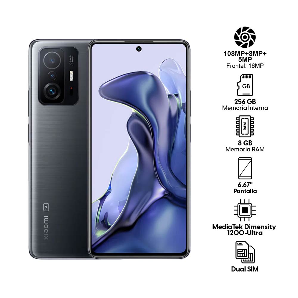 Imagen 2 del producto Celular Xiaomi 11T 5G 256GB, 8GB RAM, cámara trasera 108MP y frontal 16 MP, 6.67"", gris